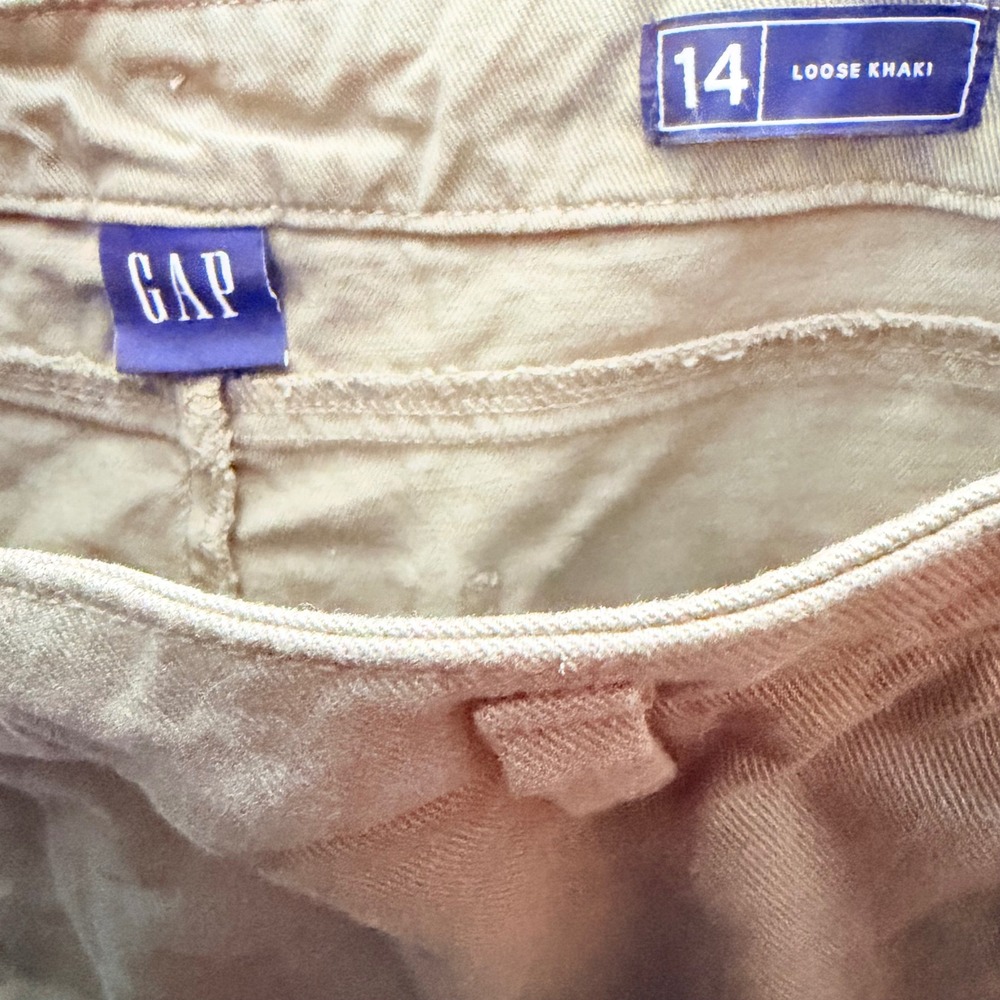 GAP Women 14 Loose Khaki Cotton Pants Mesculen Green Wide Leg Casual Office - Picture 7 of 9
